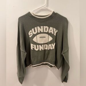 Sunday Funday Women's Green Sweater- Medium